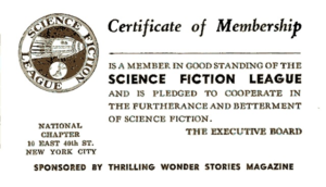 science fiction league member card